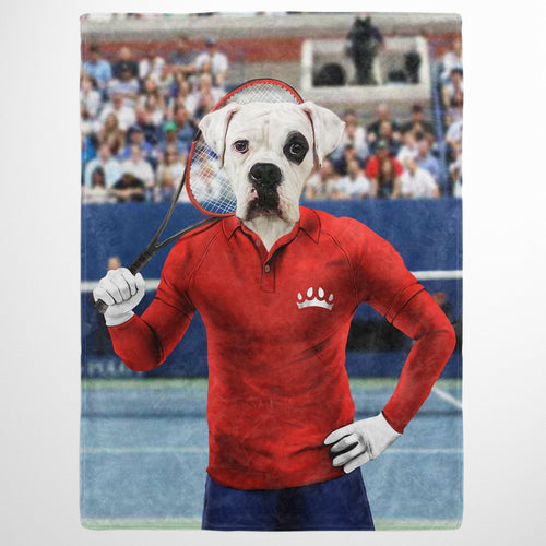 Crown and Paw - Blanket Male Tennis Player - Custom Pet Blanket 30" x 40" / Red