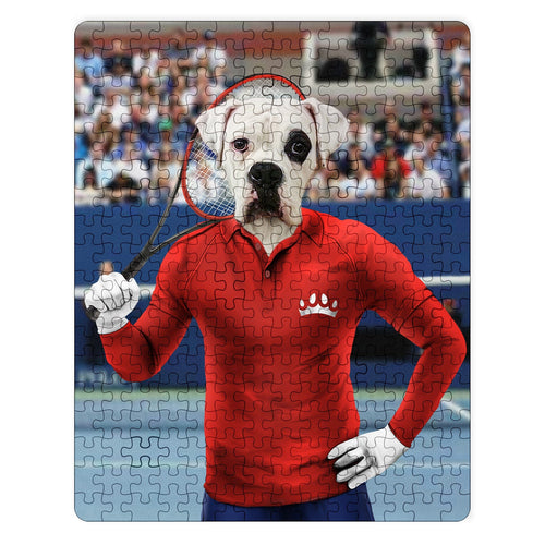 Crown and Paw - Puzzle Male Tennis Player - Custom Puzzle 11" x 14" / Red