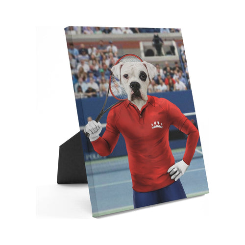 Crown and Paw - Standing Canvas Male Tennis Player - Custom Standing Canvas 8" x 10" / Red