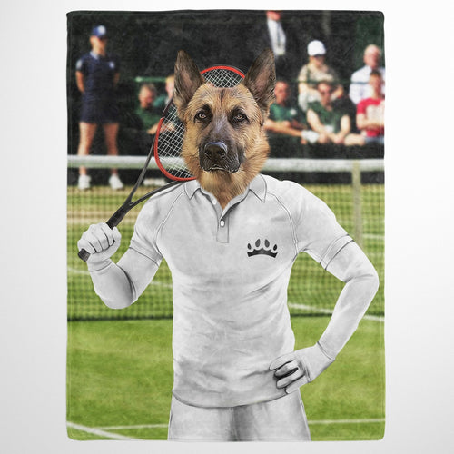 Crown and Paw - Blanket Male Tennis Player - Custom Pet Blanket 30" x 40" / White