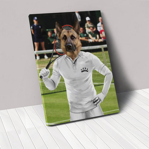 Crown and Paw - Canvas Male Tennis Player - Custom Pet Canvas 8" x 10" / White