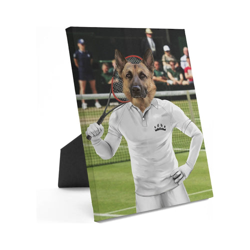 Crown and Paw - Standing Canvas Male Tennis Player - Custom Standing Canvas 8" x 10" / White