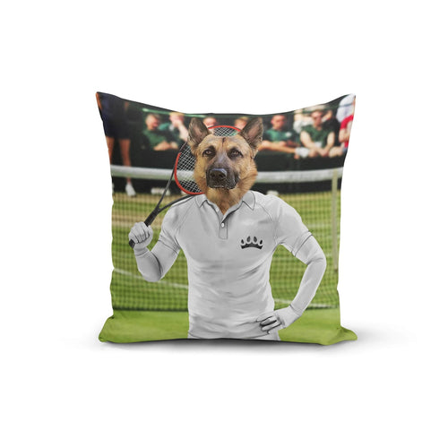 Crown and Paw - Throw Pillow Male Tennis Player - Custom Throw Pillow 14" x 14" / White