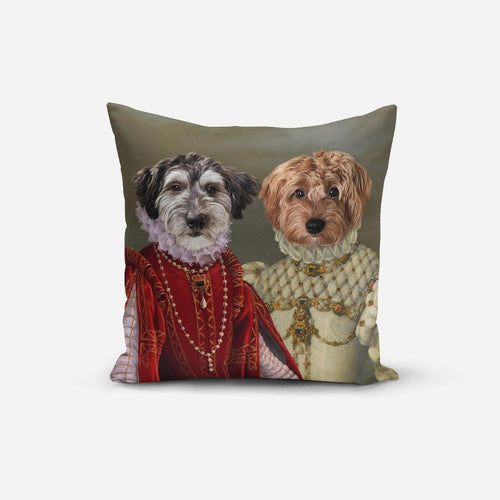 Crown and Paw - Throw Pillow The Queen of Roses and Princess - Custom Throw Pillow