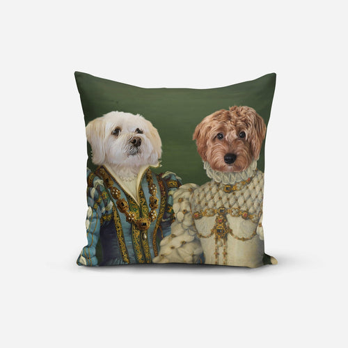 Crown and Paw - Throw Pillow The Sapphire Queen and Princess - Custom Throw Pillow