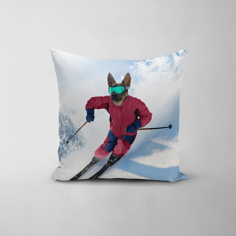 The Skiier - Custom Throw Pillow