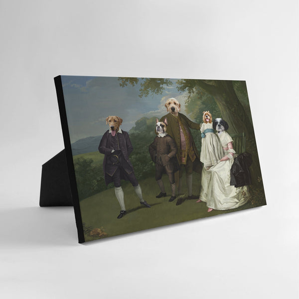The Family Picnic (Five Pets) - Custom Standing Canvas