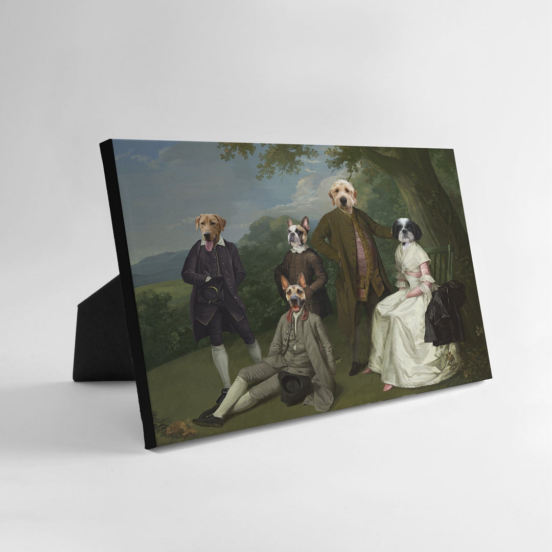 The Family Picnic (Five Pets) - Custom Standing Canvas