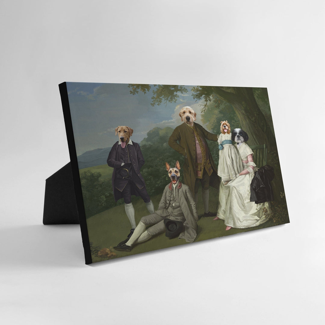 The Family Picnic (Five Pets) - Custom Standing Canvas