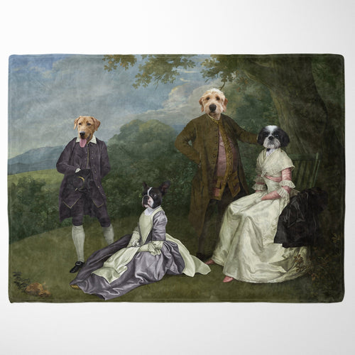 Crown and Paw - Blanket The Family Picnic (Four Pets) - Custom Pet Blanket 30" x 40" / Family A