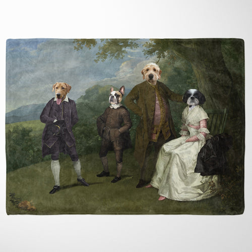 Crown and Paw - Blanket The Family Picnic (Four Pets) - Custom Pet Blanket 30" x 40" / Family C