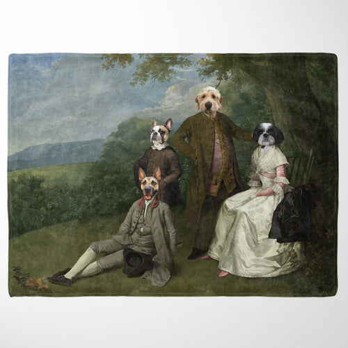 Crown and Paw - Blanket The Family Picnic (Four Pets) - Custom Pet Blanket 30" x 40" / Family G