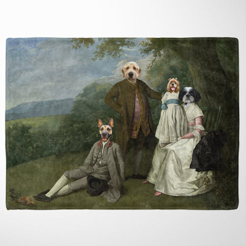 Crown and Paw - Blanket The Family Picnic (Four Pets) - Custom Pet Blanket 30" x 40" / Family H