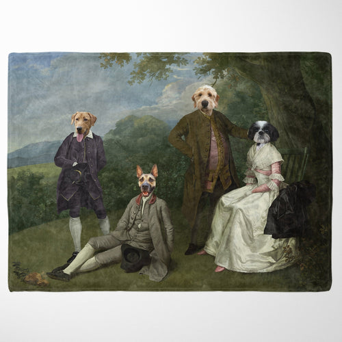Crown and Paw - Blanket The Family Picnic (Four Pets) - Custom Pet Blanket 30" x 40" / Family I
