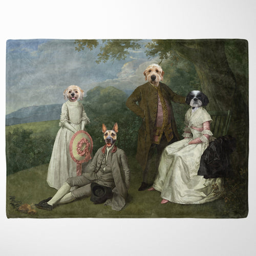Crown and Paw - Blanket The Family Picnic (Four Pets) - Custom Pet Blanket 30" x 40" / Family J