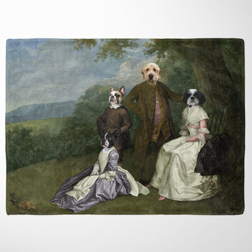 Crown and Paw - Blanket The Family Picnic (Four Pets) - Custom Pet Blanket 30" x 40" / Family K