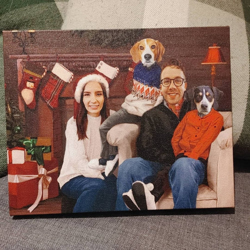 Crown and Paw - Canvas The Family Christmas (Four Pets) - Custom Pet Canvas