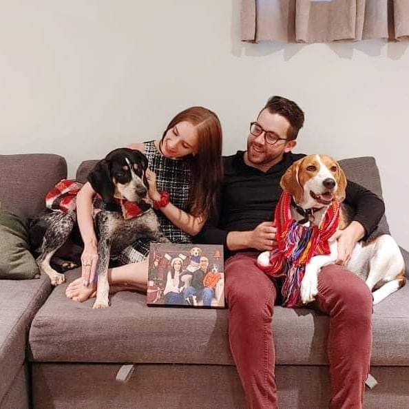 The Family Christmas (Four Pets) - Custom Pet Canvas