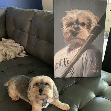 Crown and Paw - Canvas The Baseball Player - Custom Pet Canvas