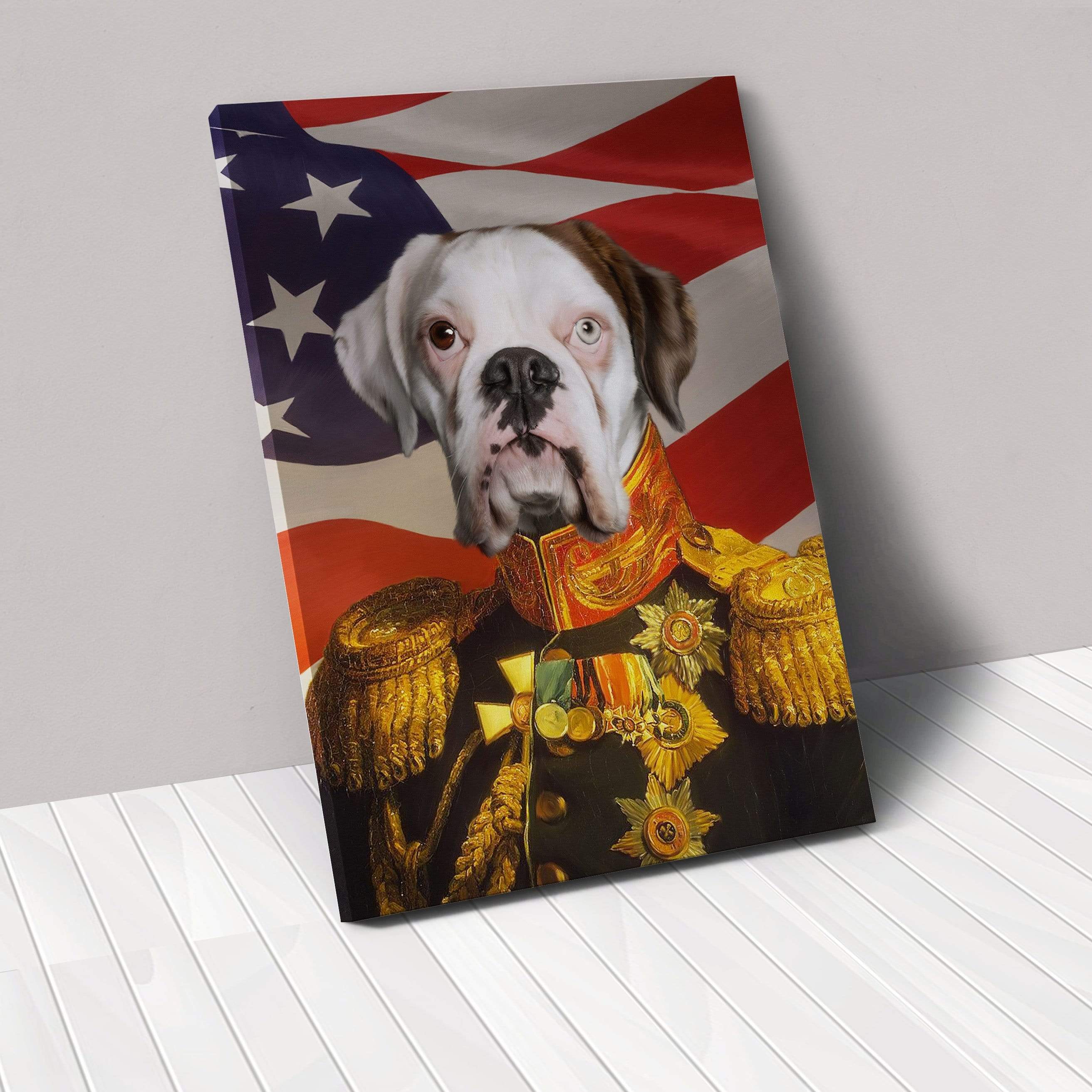 Crown and Paw - Canvas The Veteran - USA Flag Edition - Custom Pet Canvas