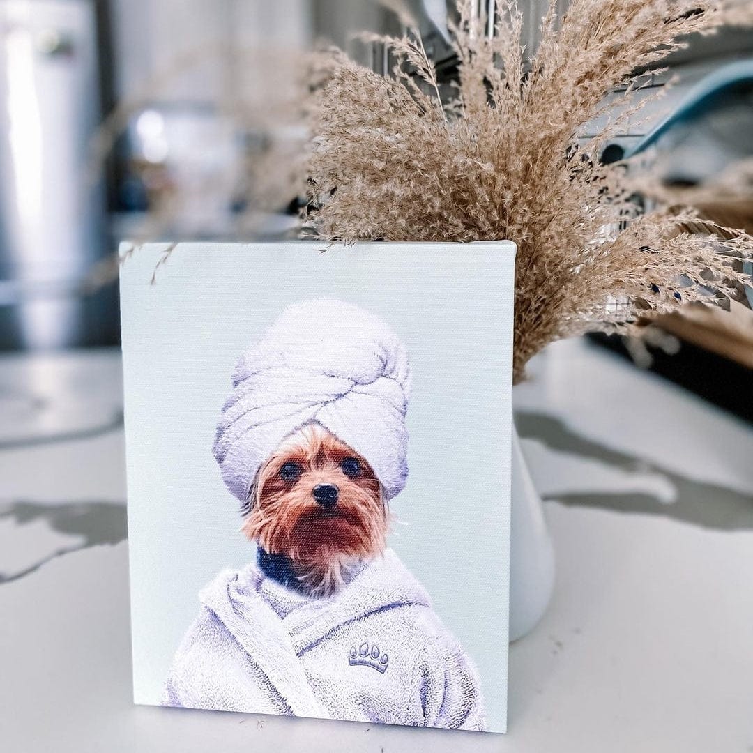 Crown and Paw - Canvas Spa Day Pet Portrait - Custom Pet Art