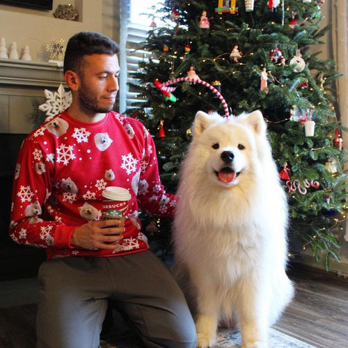 Crown and Paw - Custom Clothing Pet Face Pattern Christmas Sweatshirt