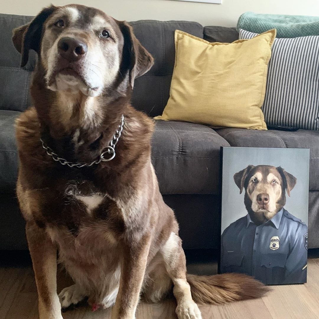 Crown and Paw - Canvas The Male Police Officer - Custom Pet Canvas