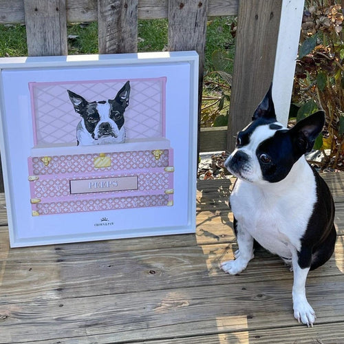Crown and Paw - Bubblegum Pink Luxury Trunk Pet Portrait