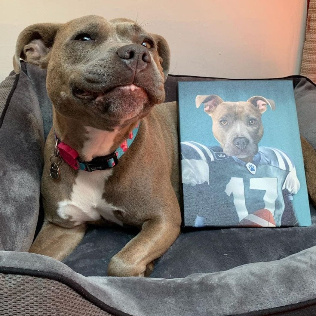 Crown and Paw - Canvas The Football Player - Custom Pet Canvas