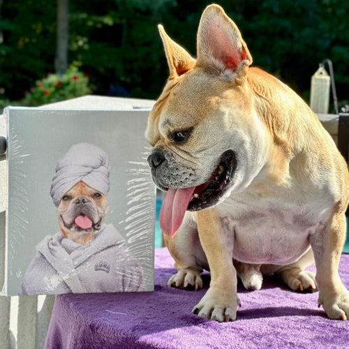 Crown and Paw - Canvas Spa Day Pet Portrait - Custom Pet Art