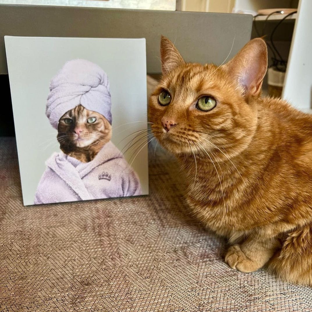 Crown and Paw - Canvas Spa Day Pet Portrait - Custom Pet Art