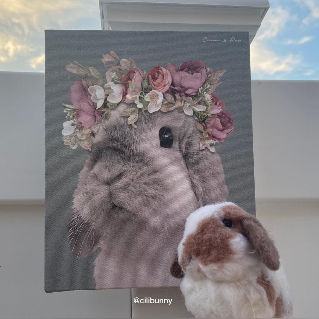 Crown and Paw - Canvas Floral Crown Pet Portrait - Custom Canvas