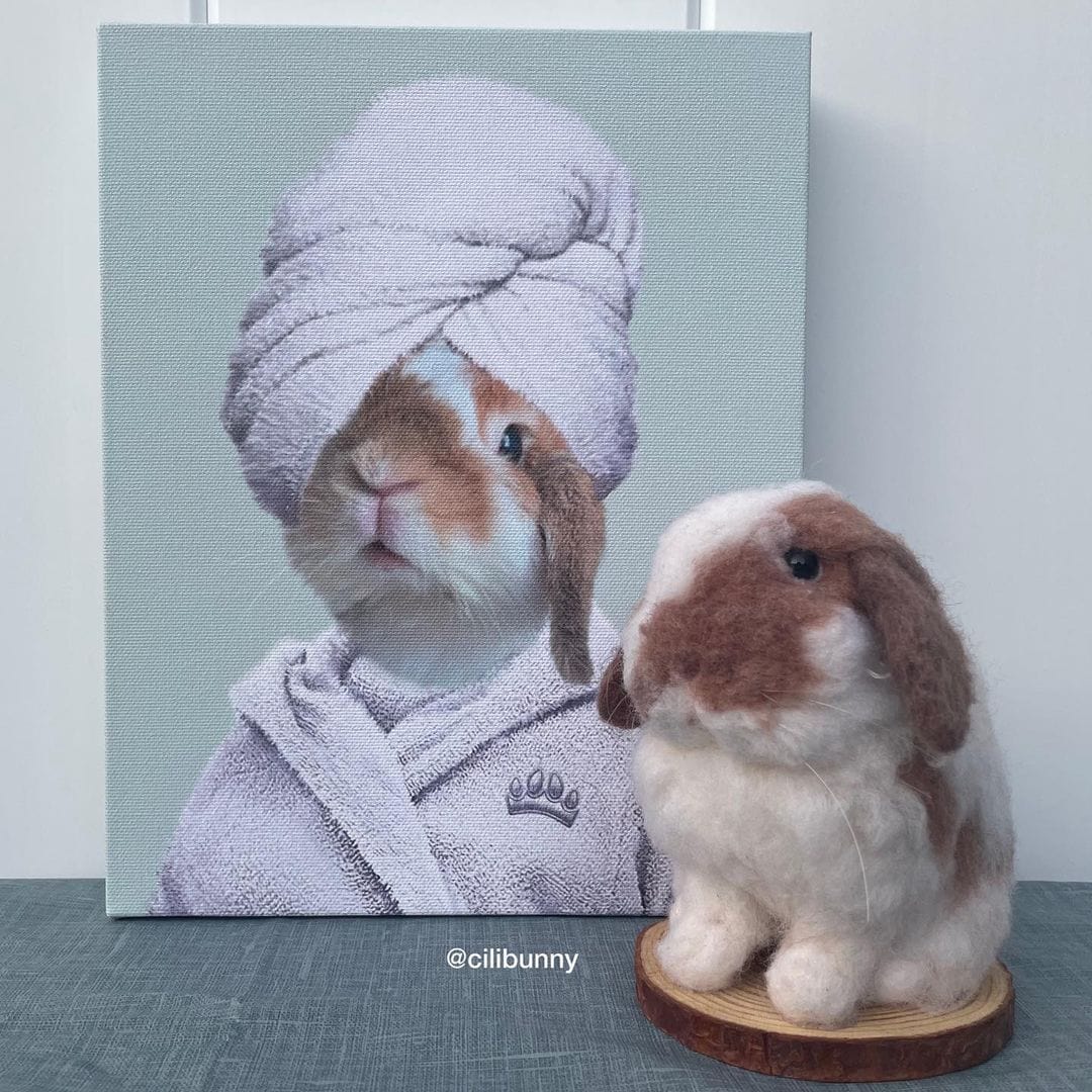 Crown and Paw - Canvas Spa Day Pet Portrait - Custom Pet Art