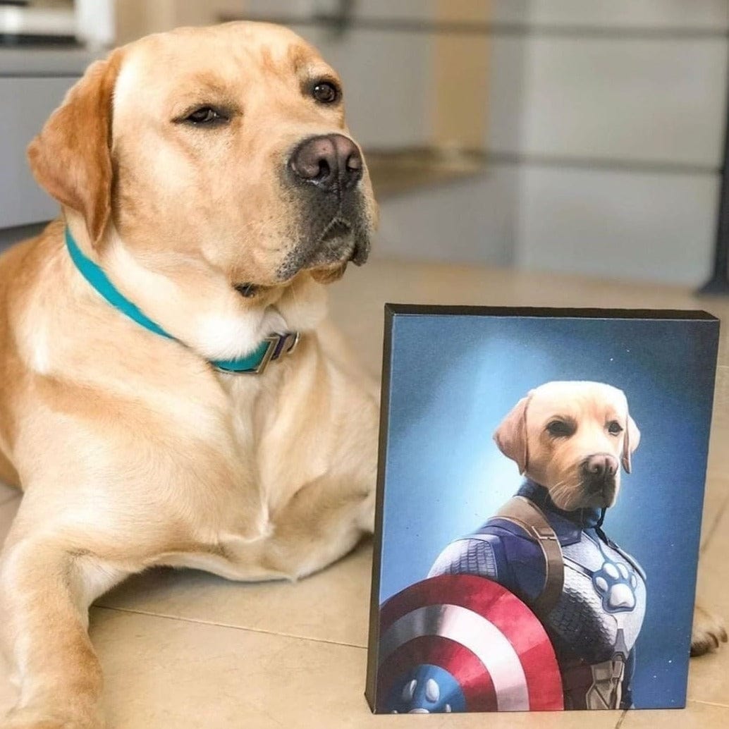 Crown and Paw - Canvas Captain Pawmerica - Custom Pet Canvas