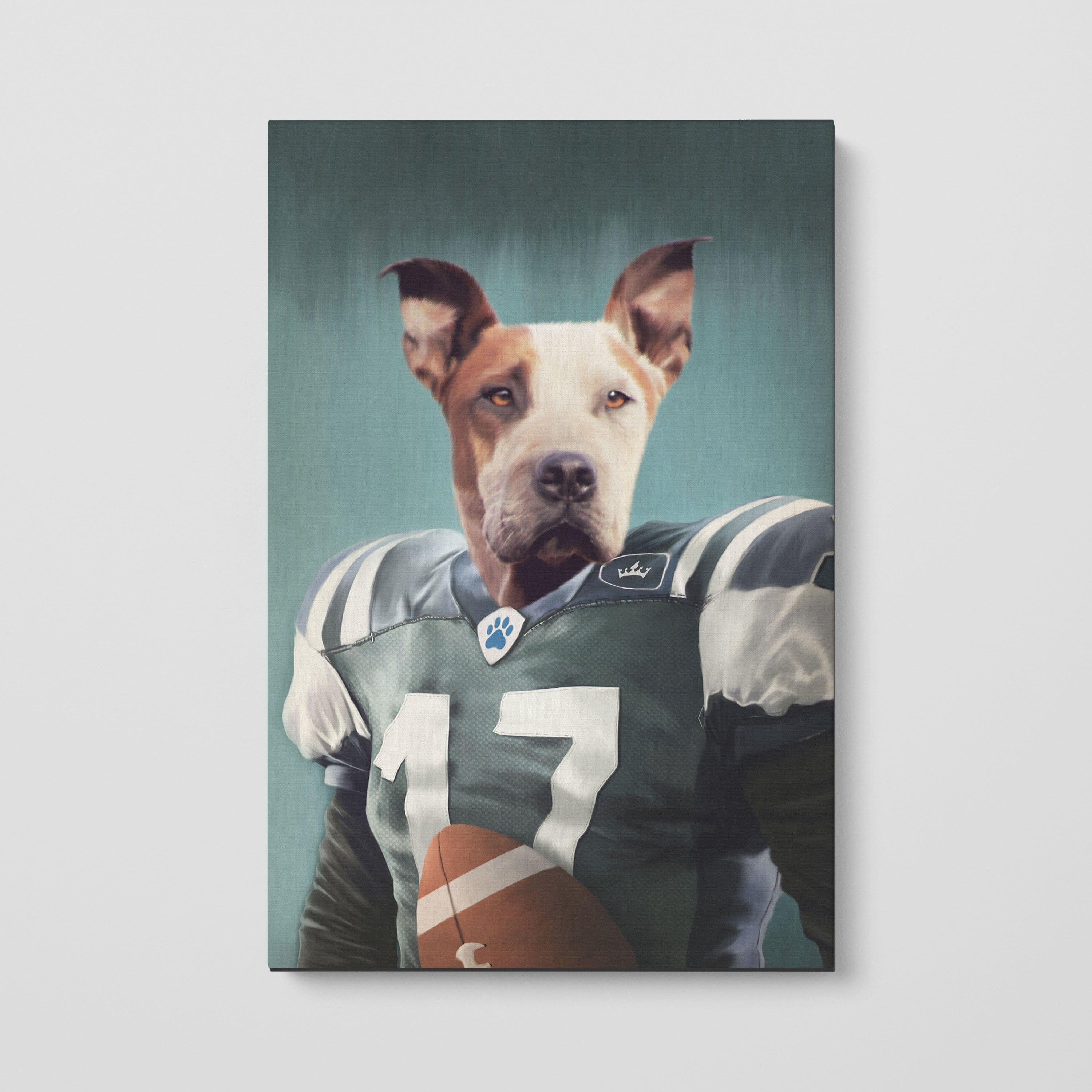 Crown and Paw - Canvas The Football Player - Custom Pet Canvas