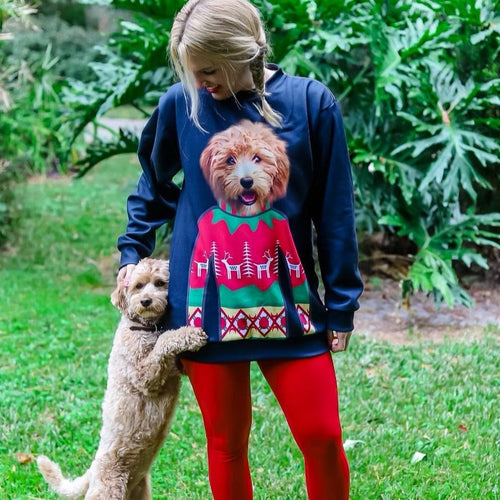 Crown and Paw - Custom Clothing Pet Face Christmas Sweatshirt