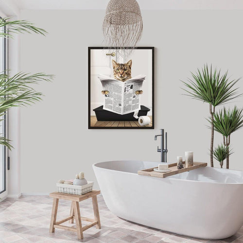 Crown and Paw - Framed Poster Custom Cat in Litter Tray Portrait - Framed Poster 8" x 10" / Black / Black