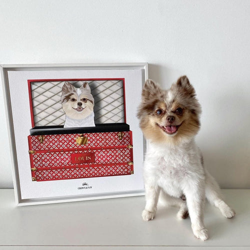 Crown and Paw - Super Red Luxury Trunk Pet Portrait