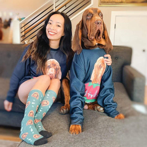 Crown and Paw - Custom Clothing Christmas Bundle Deal: Pet Face Sweatshirt and Socks (Save $30)