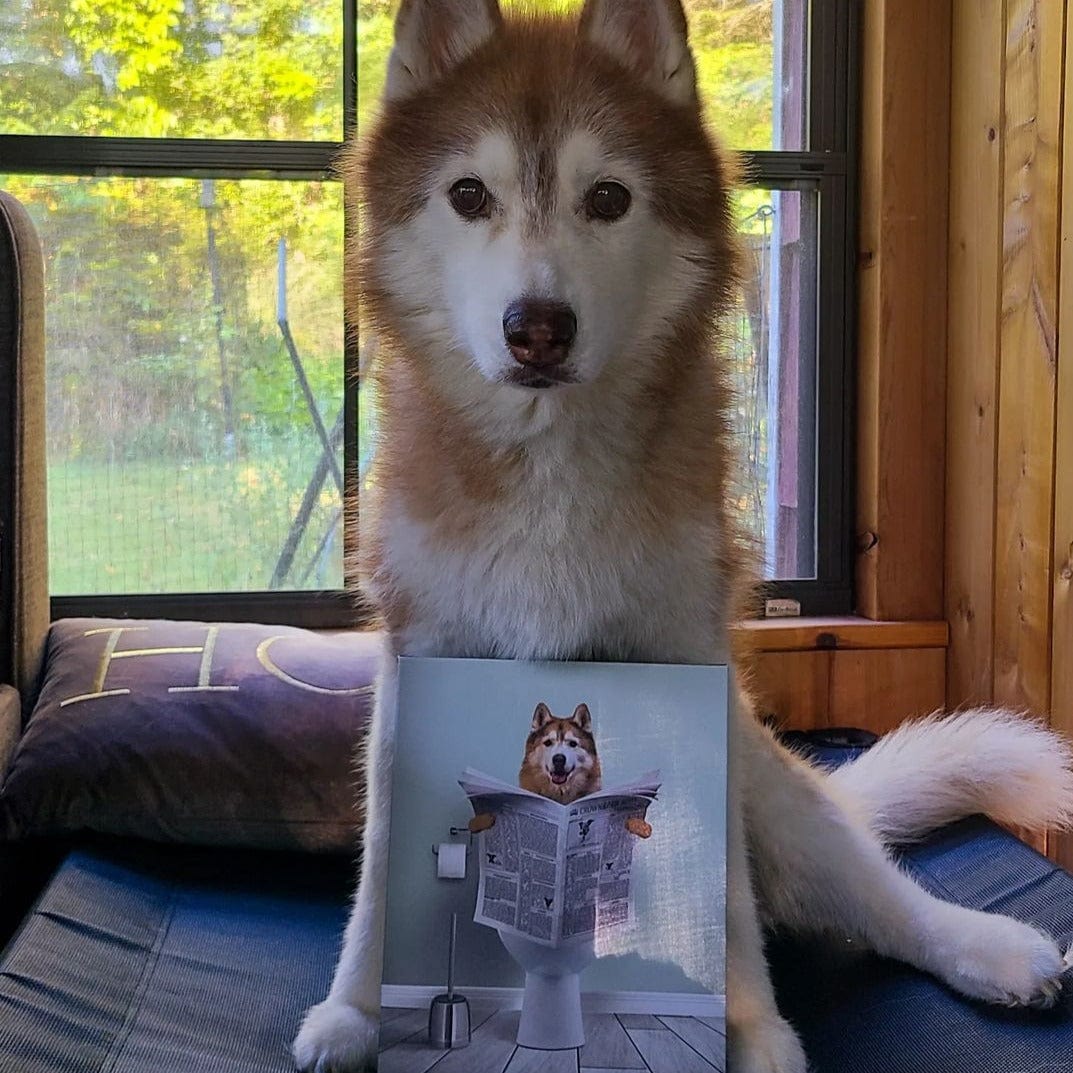 Crown and Paw - Canvas Restroom Pet Portrait - Custom Pet Art