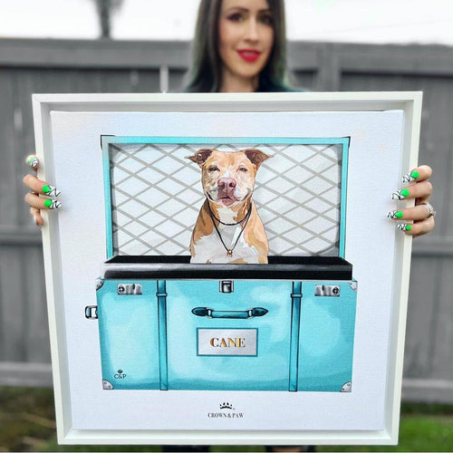 Crown and Paw - Baby Blue Luxury Trunk Pet Portrait