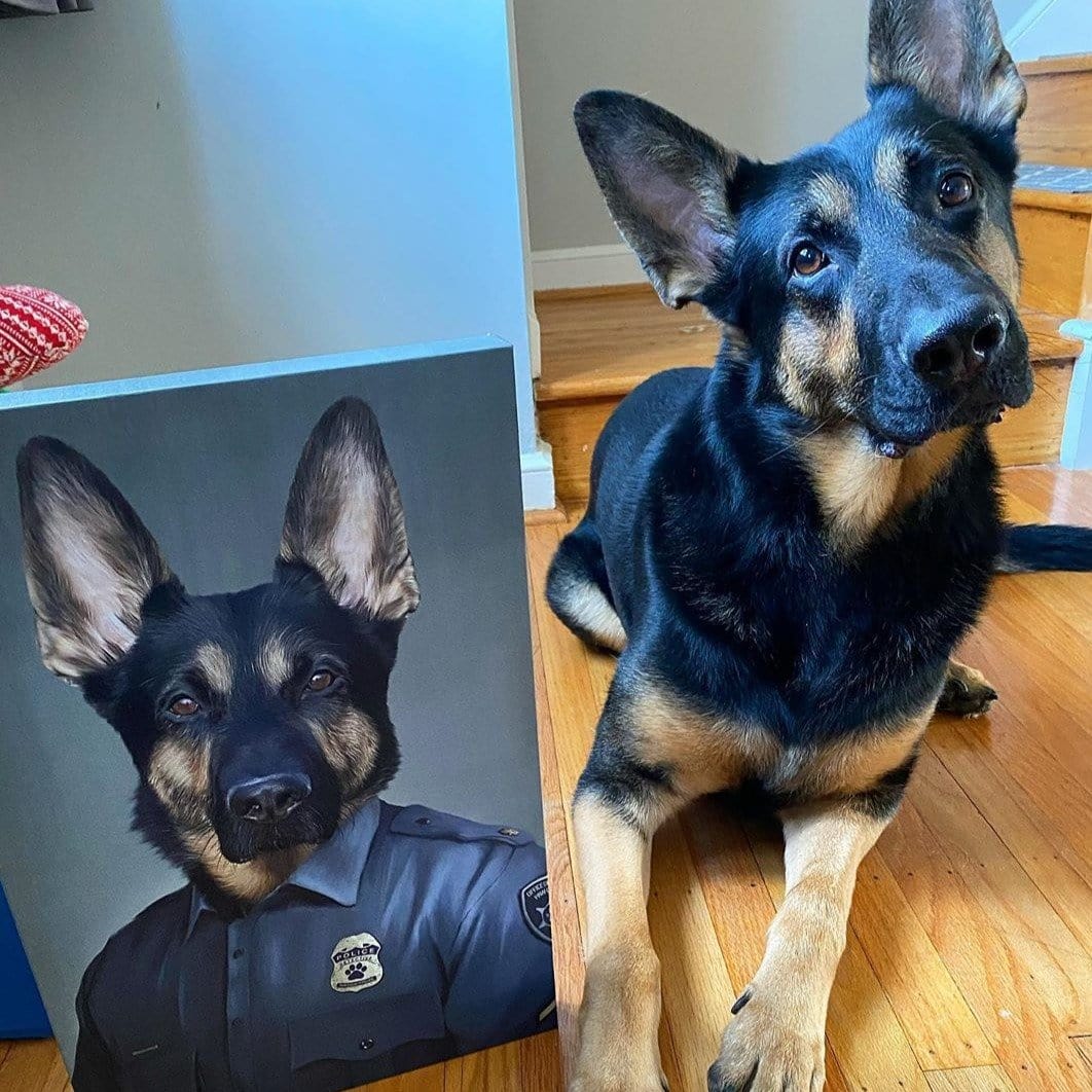 Crown and Paw - Canvas The Male Police Officer - Custom Pet Canvas
