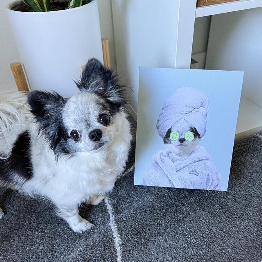 Crown and Paw - Canvas Spa Day Pet Portrait - Custom Pet Art