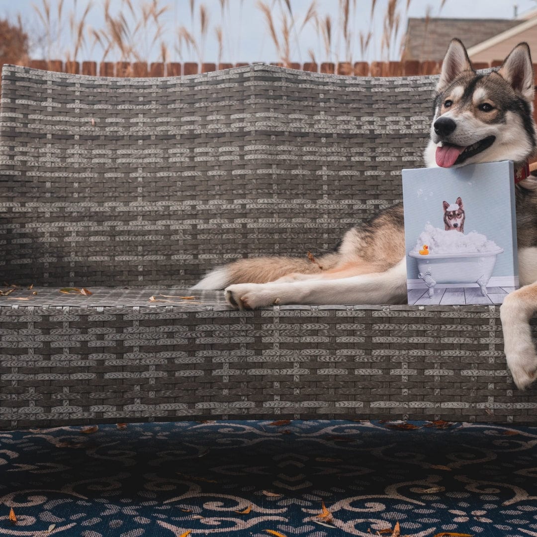 Crown and Paw - Canvas Bath Tub Pet Portrait (One Pet) - Custom Pet Art