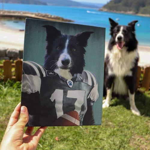 Crown and Paw - Canvas The Football Player - Custom Pet Canvas